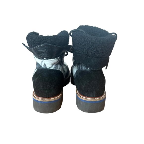 Talbots Jilly Hike Black & Ivory Plaid Lace-Up Ankle Boots Faux Size 7.5M - Picture 6 of 12